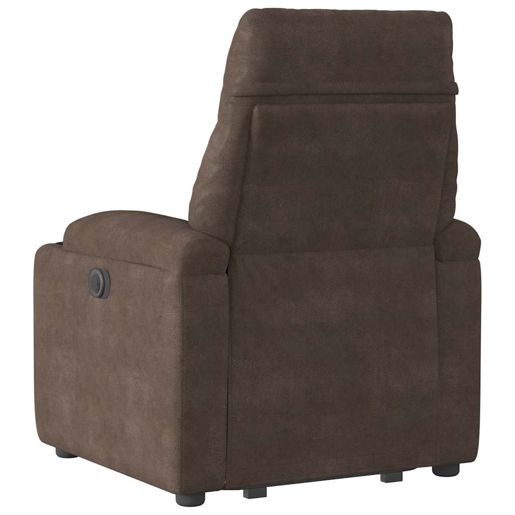 Fauteuil inclinable électrique marron tissu microfibre