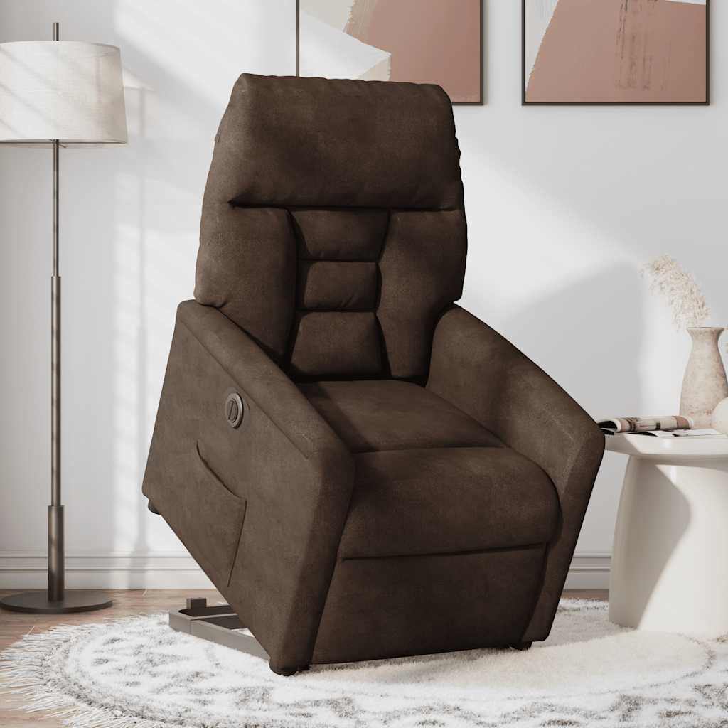 Fauteuil inclinable électrique marron tissu microfibre