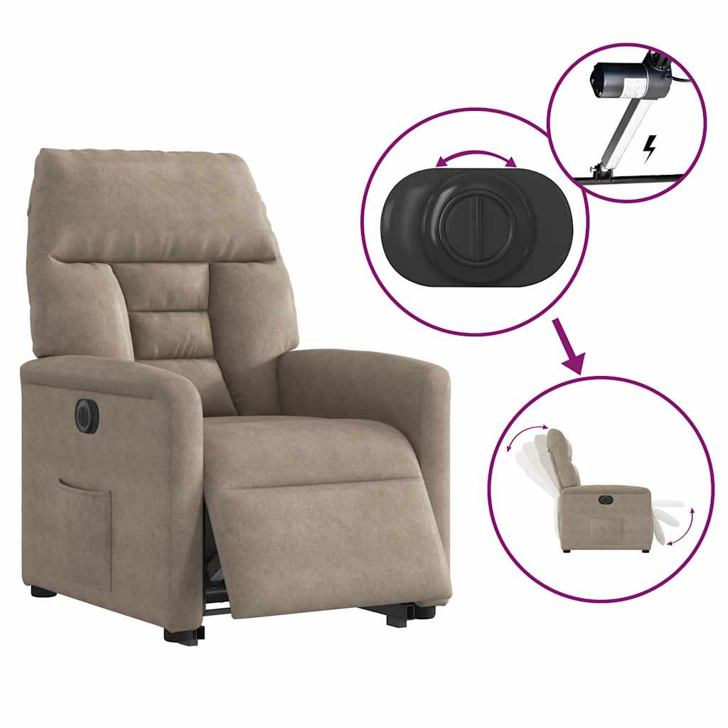 Fauteuil inclinable électrique taupe tissu microfibre
