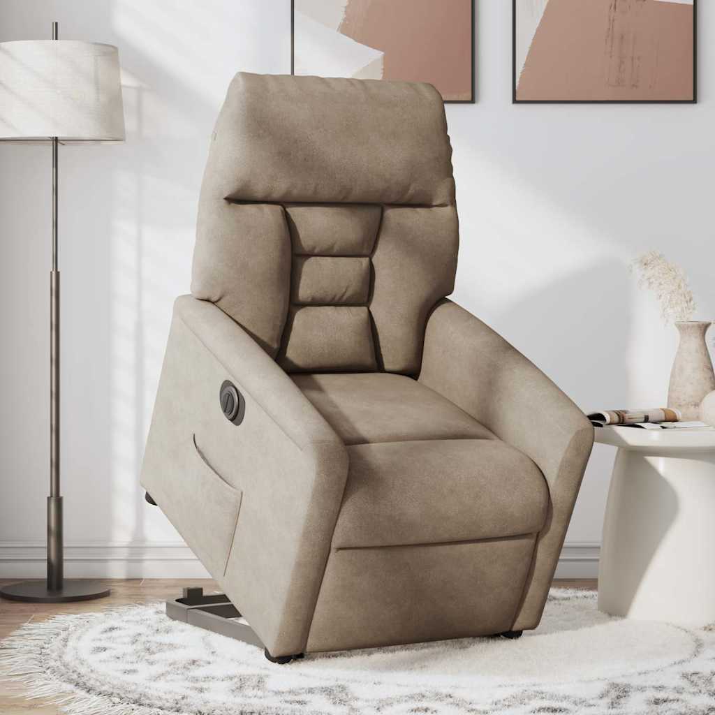 Fauteuil inclinable électrique taupe tissu microfibre