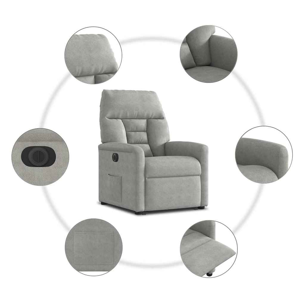 Fauteuil inclinable électrique gris clair tissu microfibre