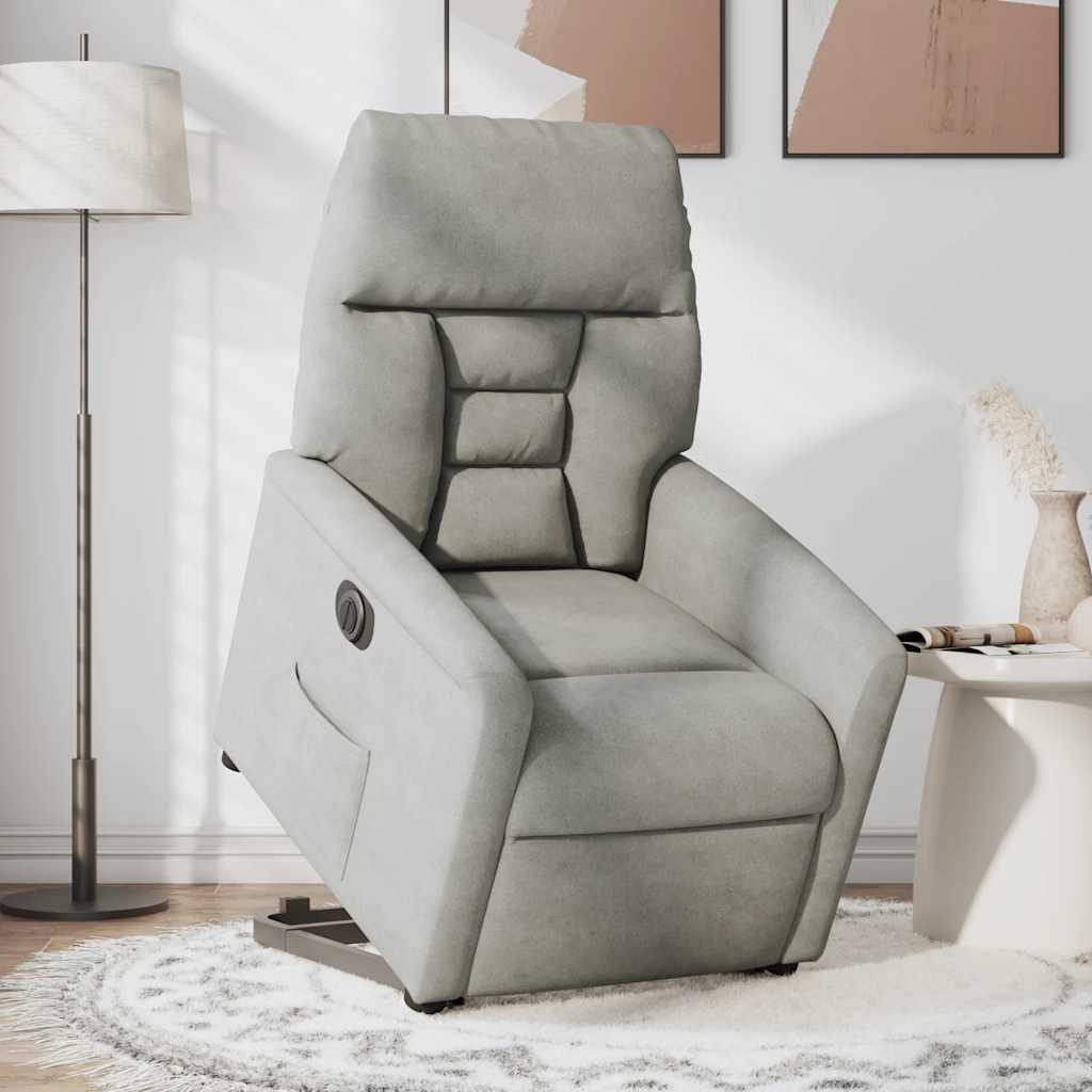 Fauteuil inclinable électrique gris clair tissu microfibre - XIOS