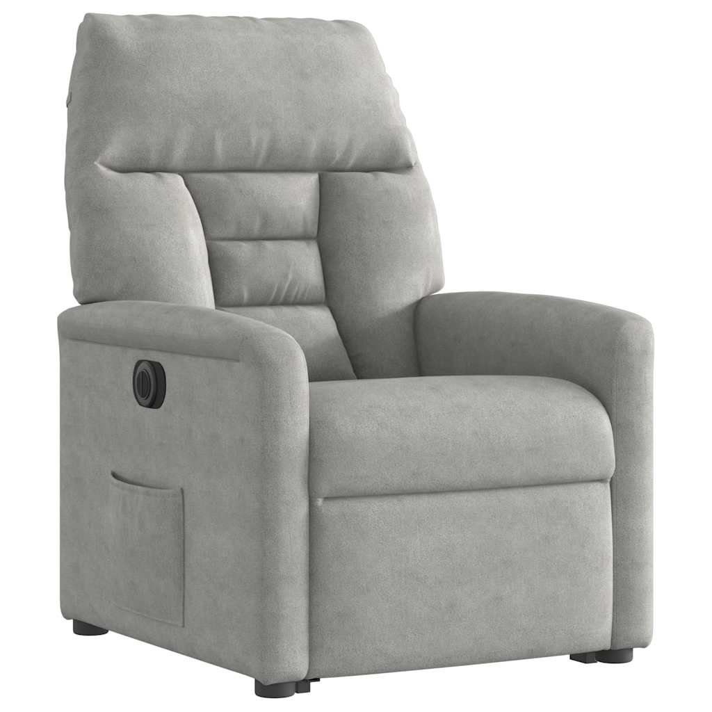 Fauteuil inclinable électrique gris clair tissu microfibre - XIOS