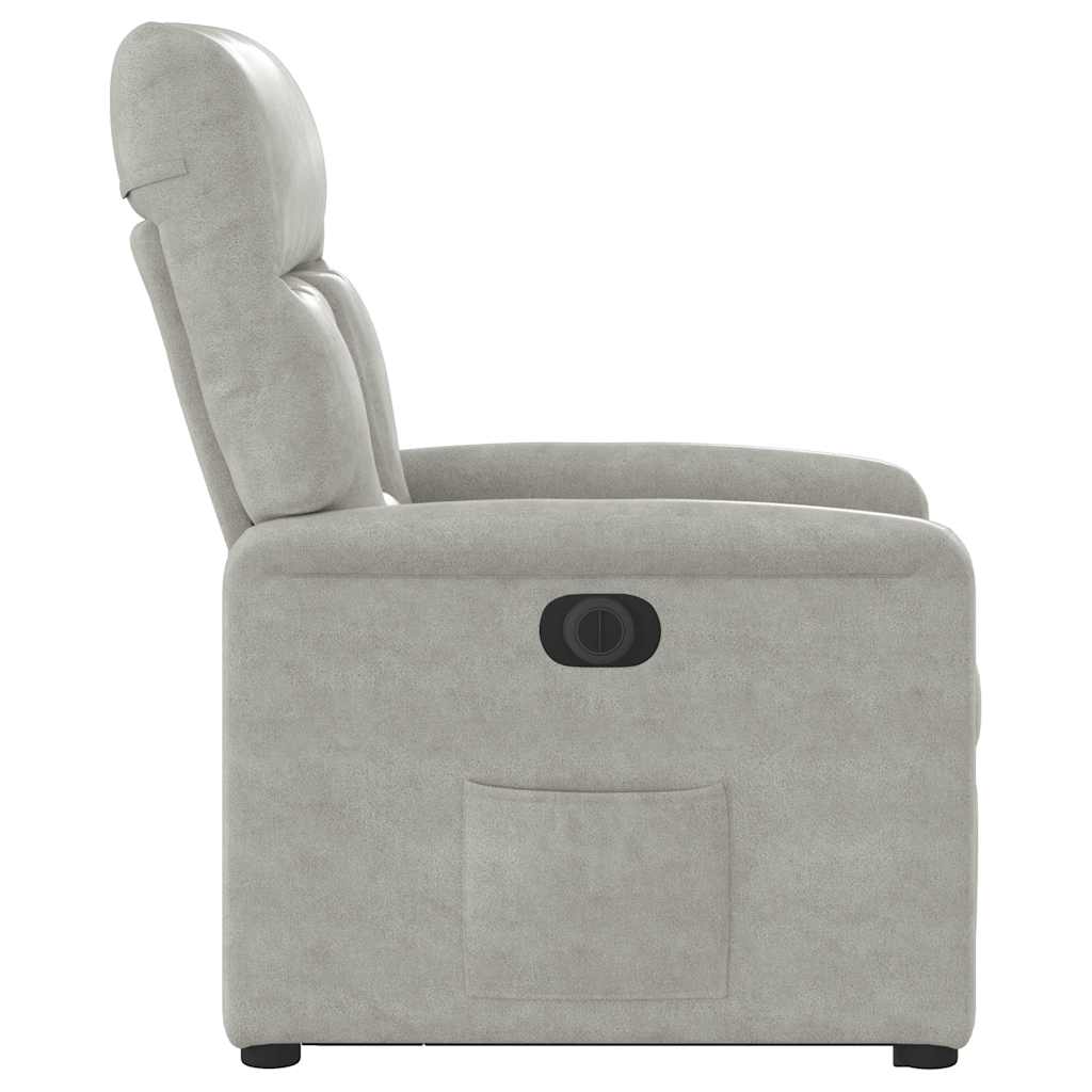Fauteuil inclinable électrique gris clair tissu microfibre - XIOS
