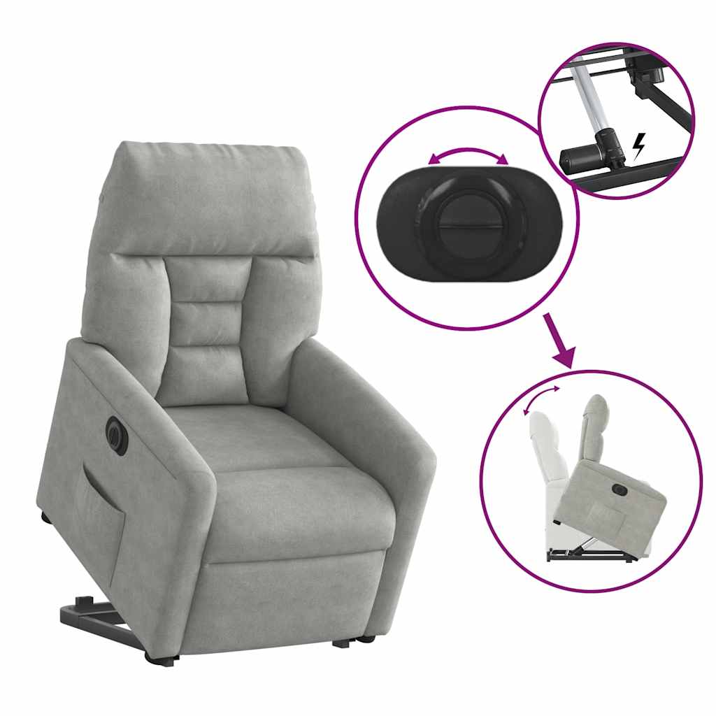 Fauteuil inclinable électrique gris clair tissu microfibre - XIOS