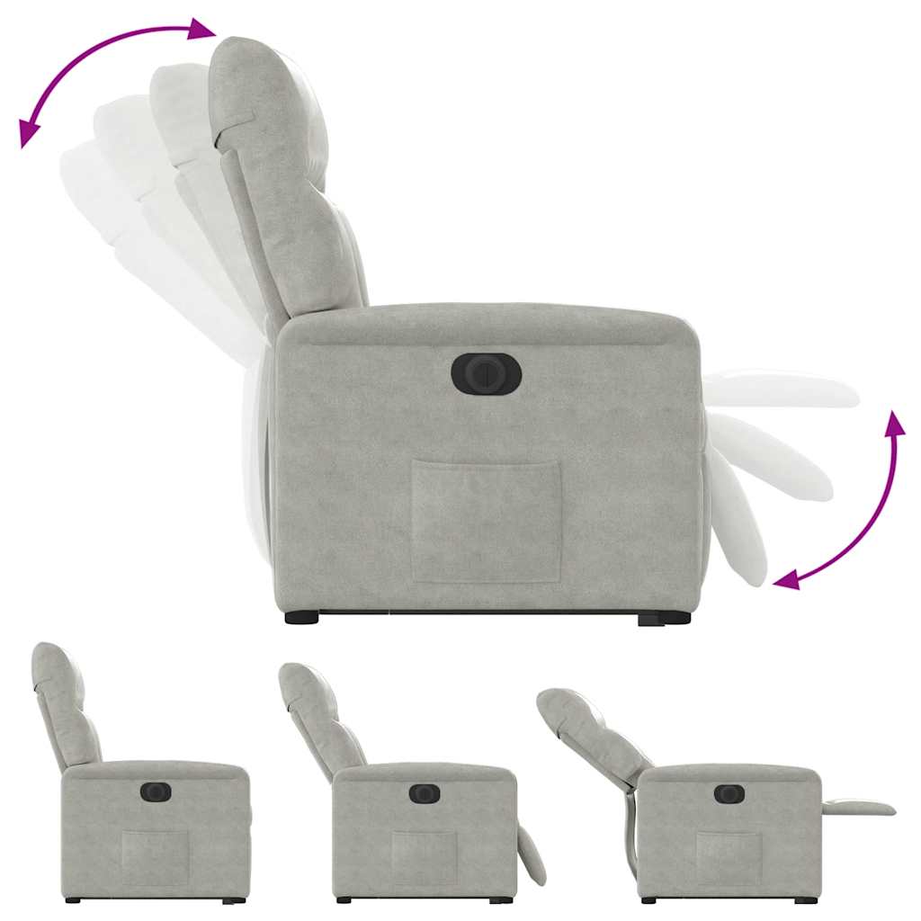 Fauteuil inclinable électrique gris clair tissu microfibre - XIOS