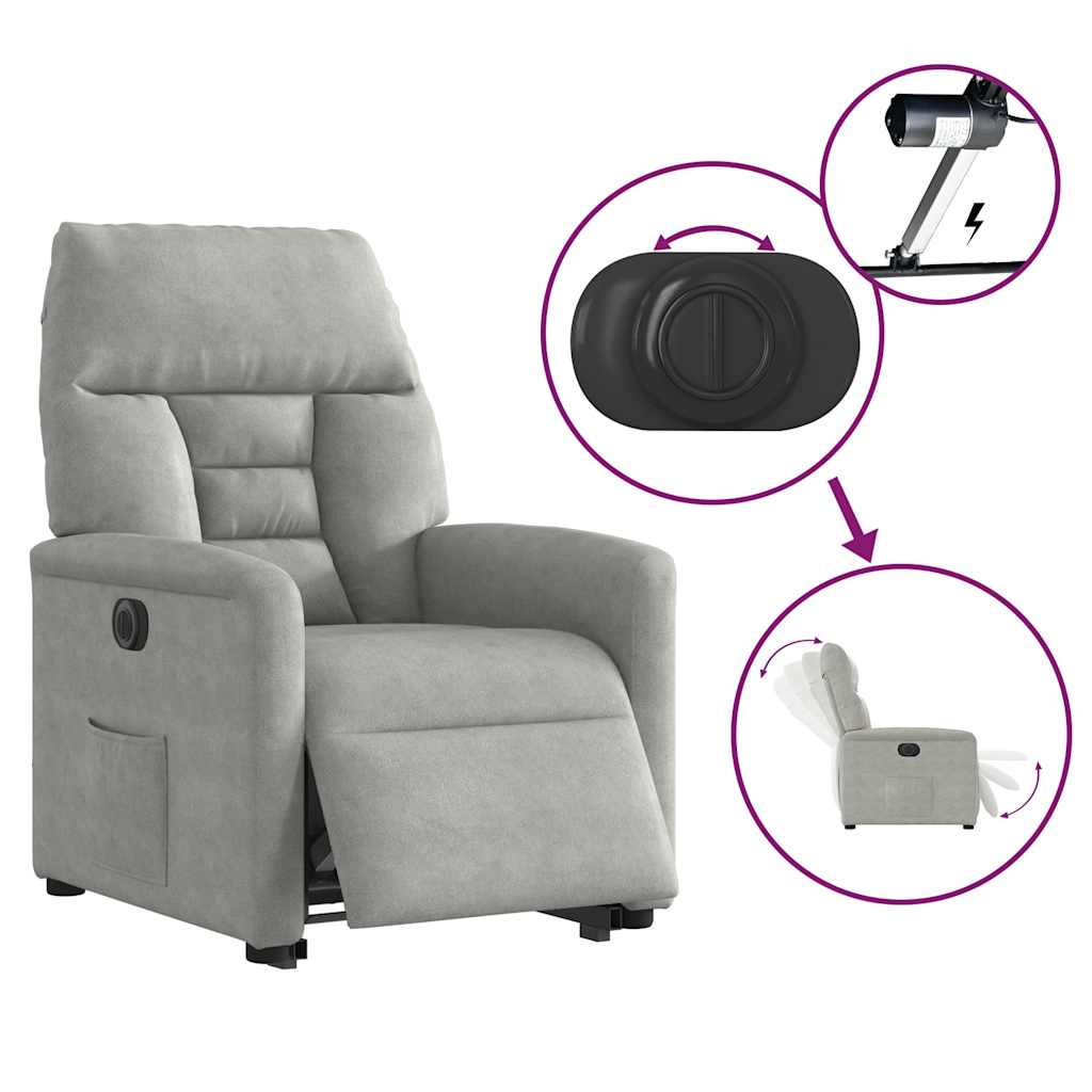 Fauteuil inclinable électrique gris clair tissu microfibre - XIOS