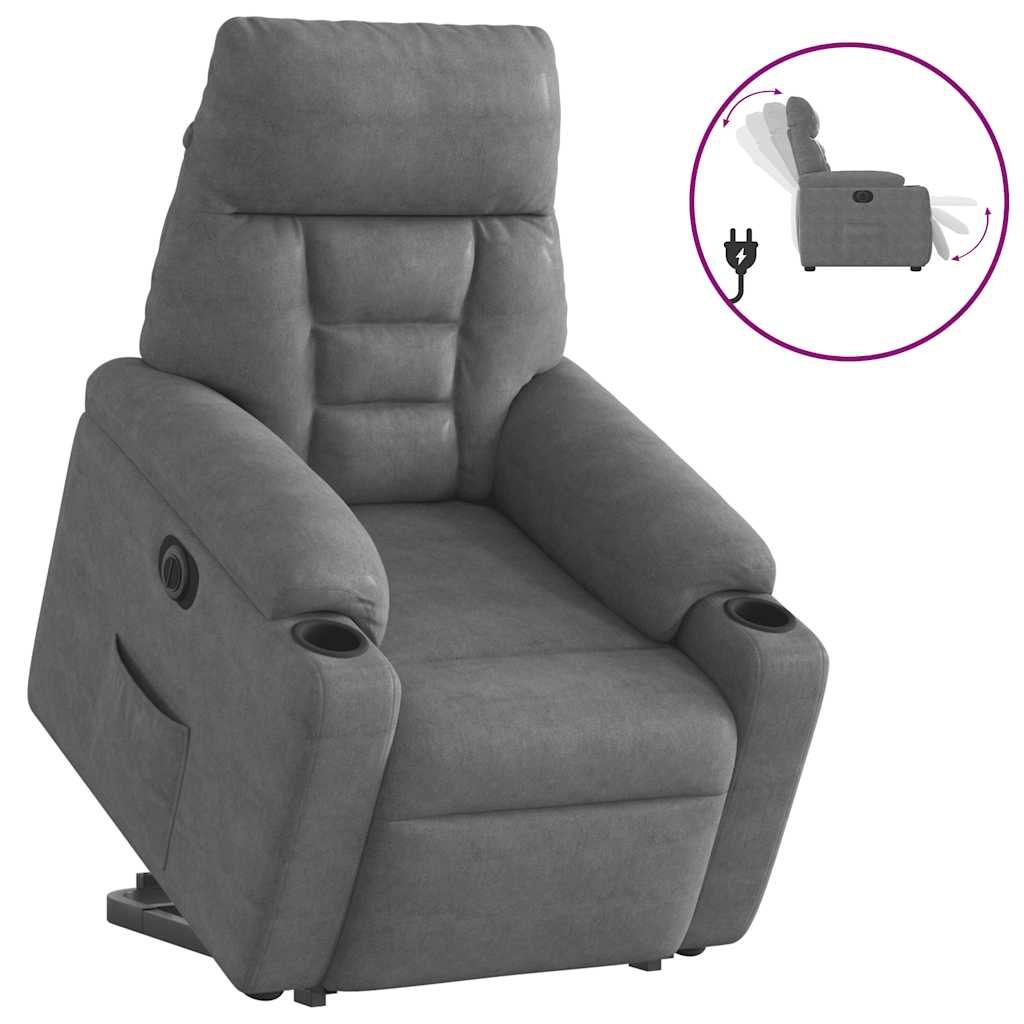 Fauteuil inclinable électrique gris foncé tissu microfibre