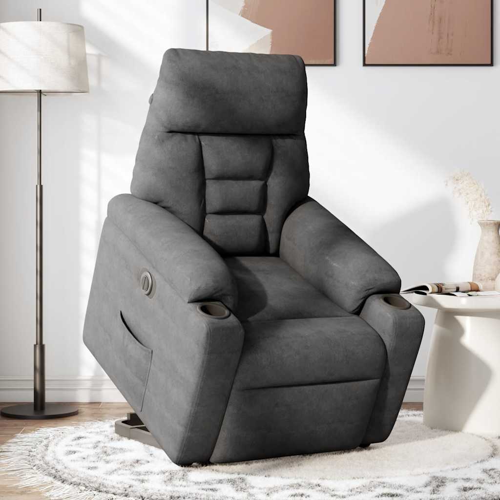 Fauteuil inclinable électrique gris foncé tissu microfibre