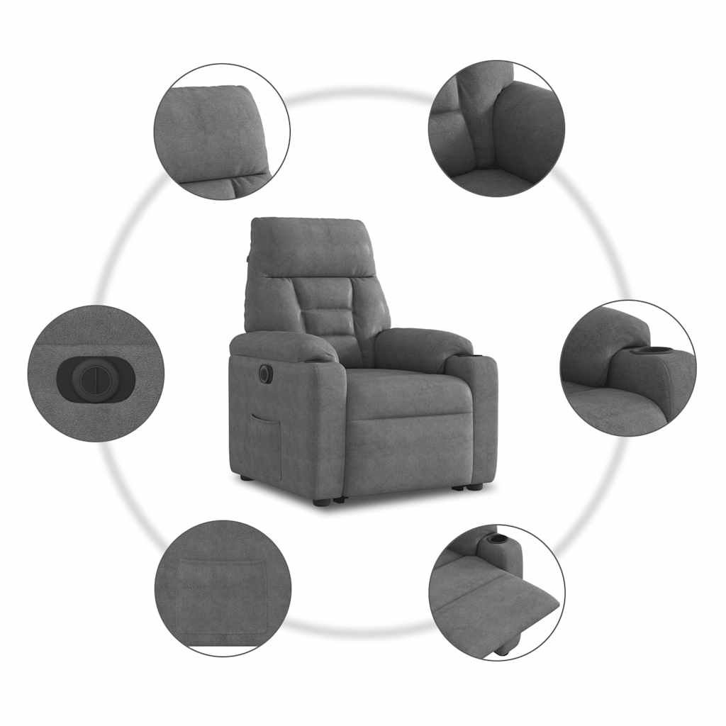 Fauteuil inclinable électrique gris foncé tissu microfibre