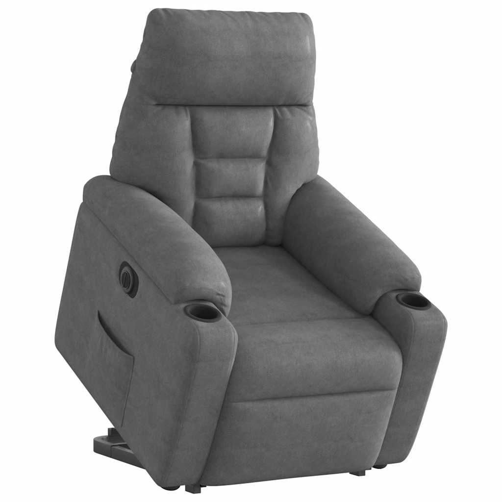 Fauteuil inclinable électrique gris foncé tissu microfibre