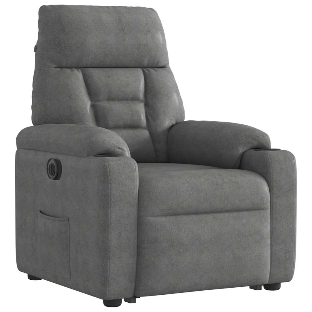Fauteuil inclinable électrique gris foncé tissu microfibre