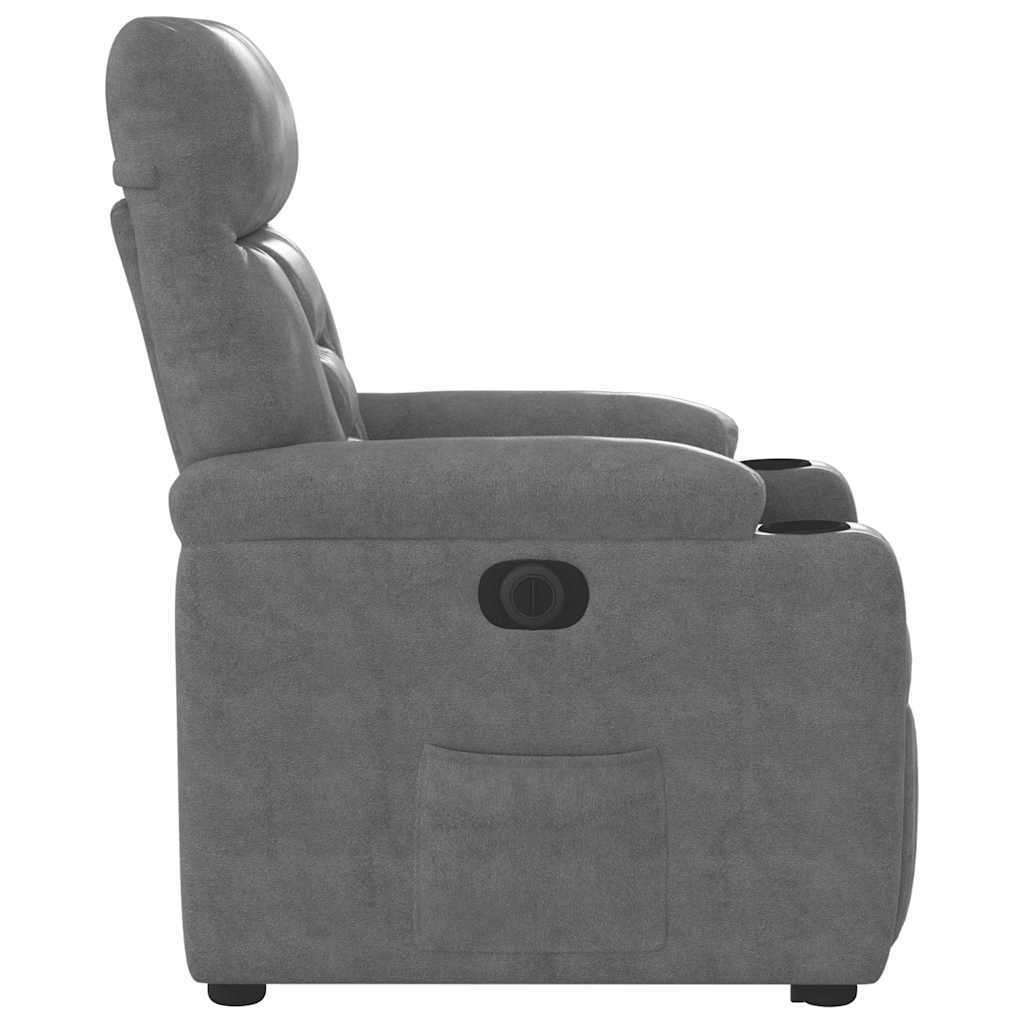 Fauteuil inclinable électrique gris foncé tissu microfibre