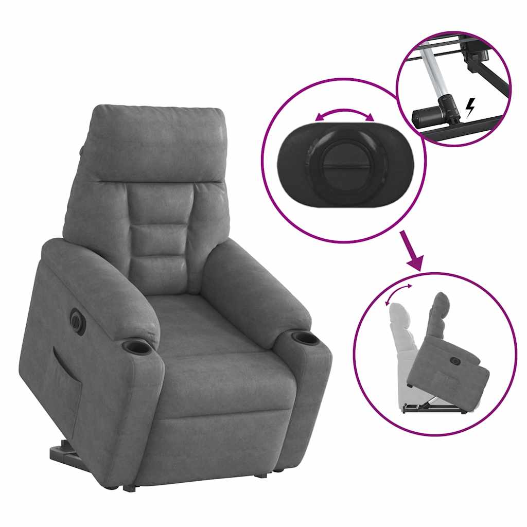 Fauteuil inclinable électrique gris foncé tissu microfibre