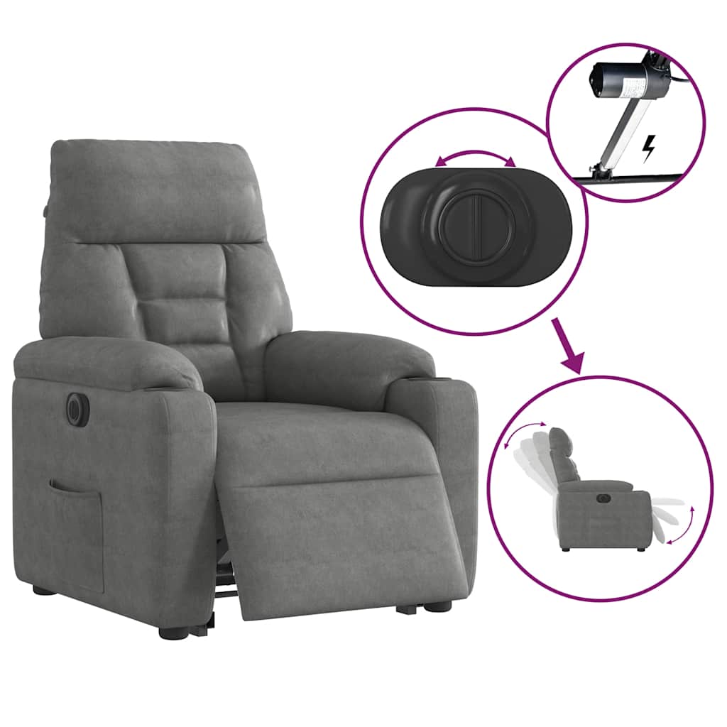 Fauteuil inclinable électrique gris foncé tissu microfibre