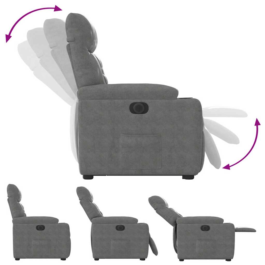 Fauteuil inclinable électrique gris foncé tissu microfibre