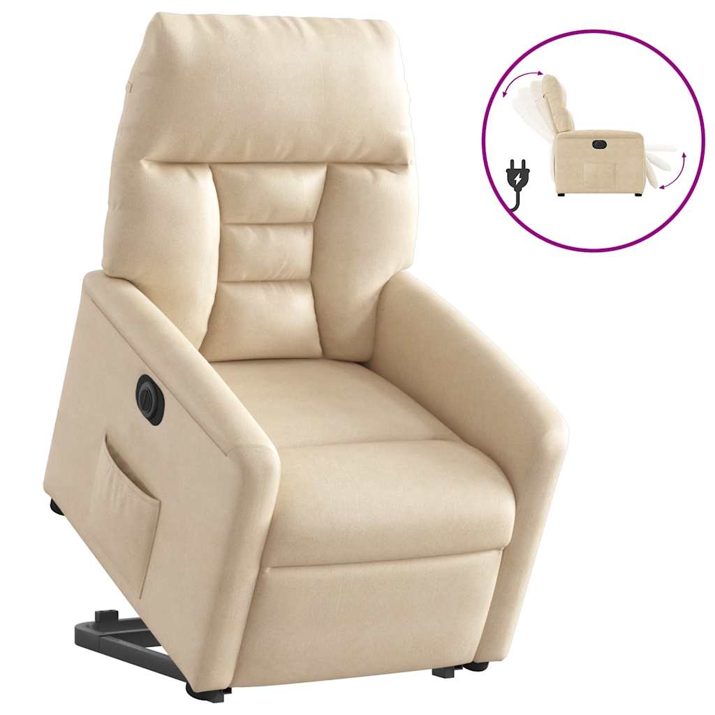 Fauteuil inclinable électrique crème tissu microfibre