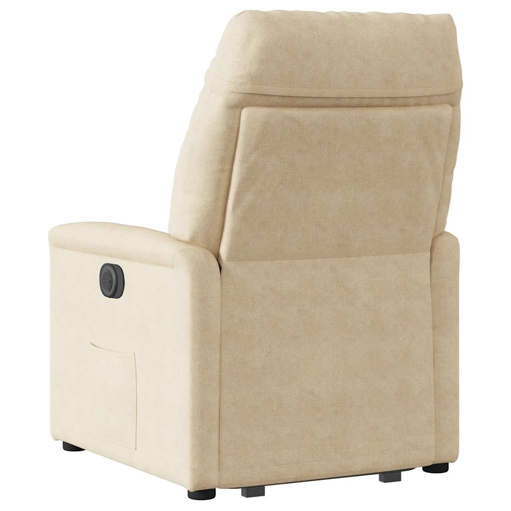 Fauteuil inclinable électrique crème tissu microfibre
