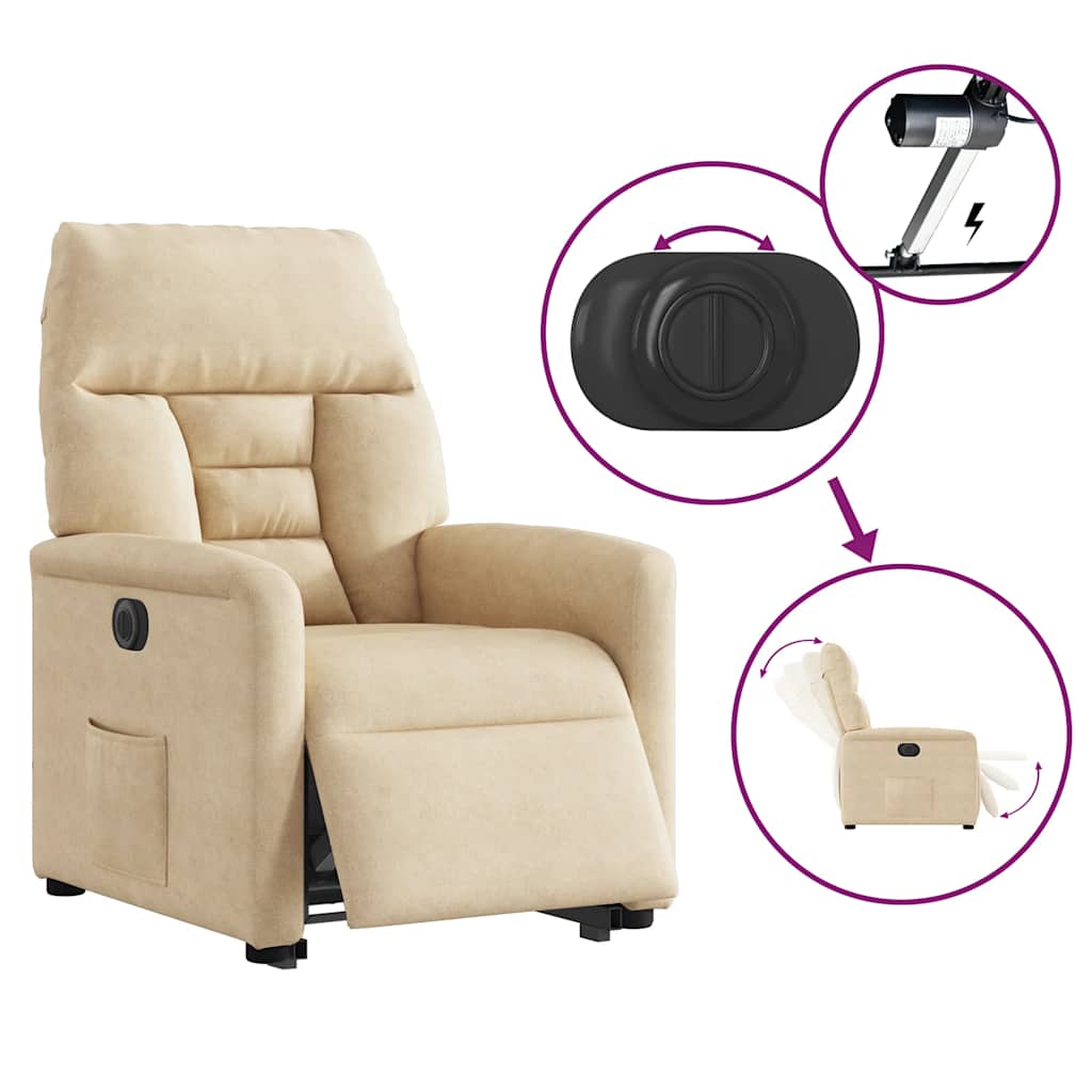Fauteuil inclinable électrique crème tissu microfibre