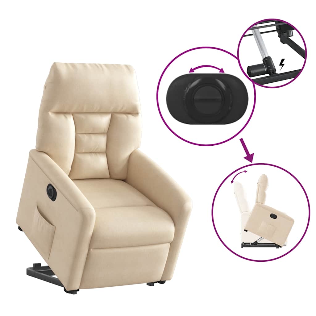 Fauteuil inclinable électrique beige tissu microfibre - XIOS