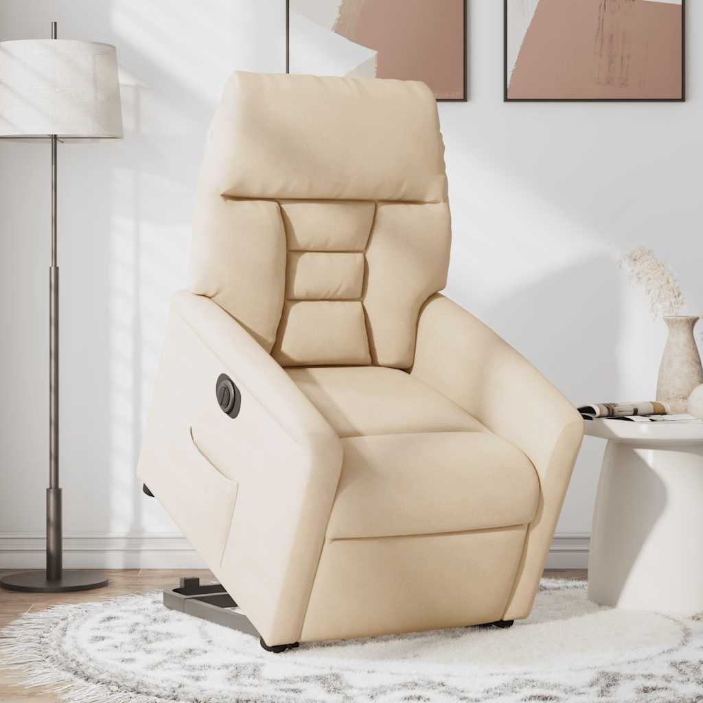 Fauteuil inclinable électrique beige tissu microfibre