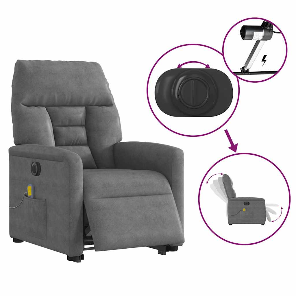 Fauteuil inclinable de massage électrique gris foncé