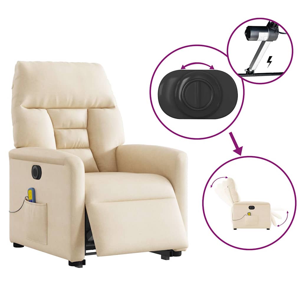 Fauteuil inclinable de massage électrique crème