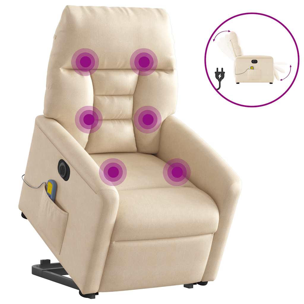 Fauteuil inclinable de massage électrique beige microfibres