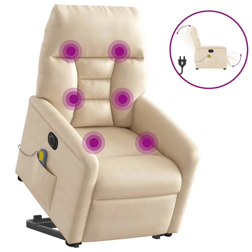 Fauteuil inclinable de massage électrique beige microfibres - XIOS