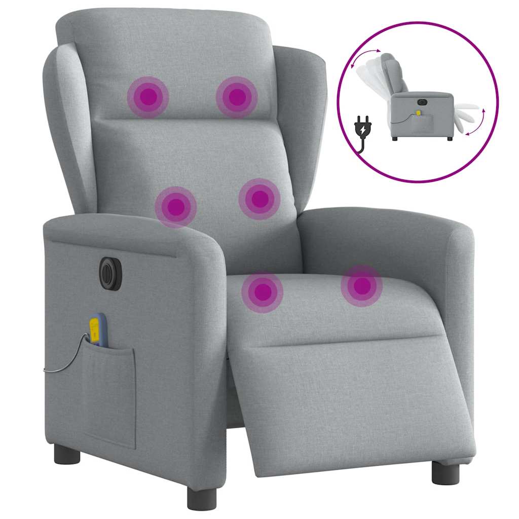 Fauteuil de massage inclinable électrique gris clair tissu - XIOS
