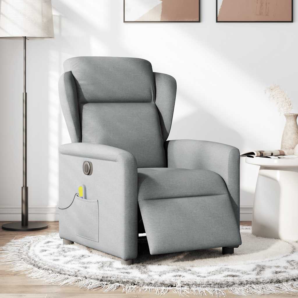 Fauteuil de massage inclinable électrique gris clair tissu - XIOS