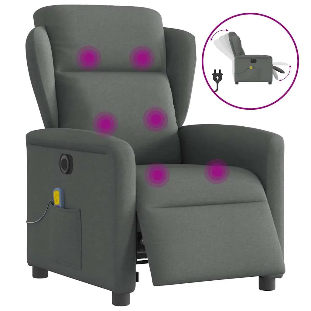 Fauteuil inclinable de massage électrique gris foncé tissu - XIOS