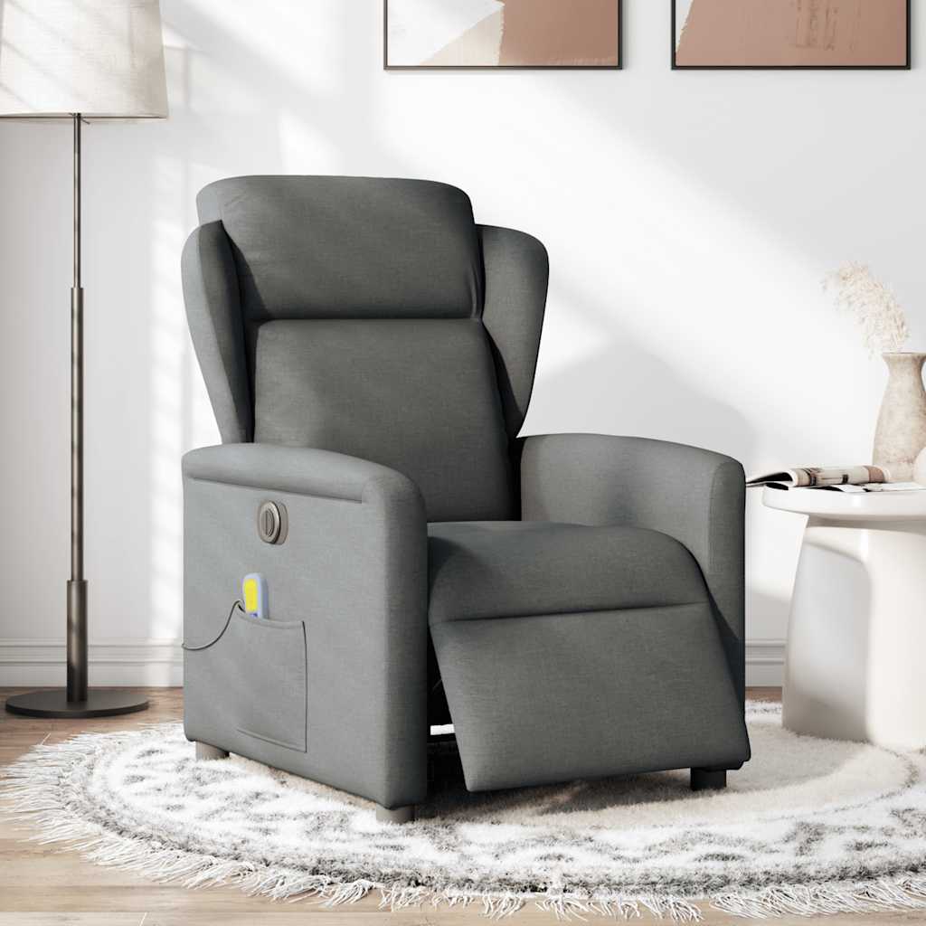 Fauteuil inclinable de massage électrique gris foncé tissu - XIOS