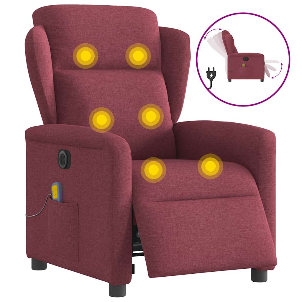 Fauteuil de massage inclinable électrique Rouge bordeaux Tissu - XIOS