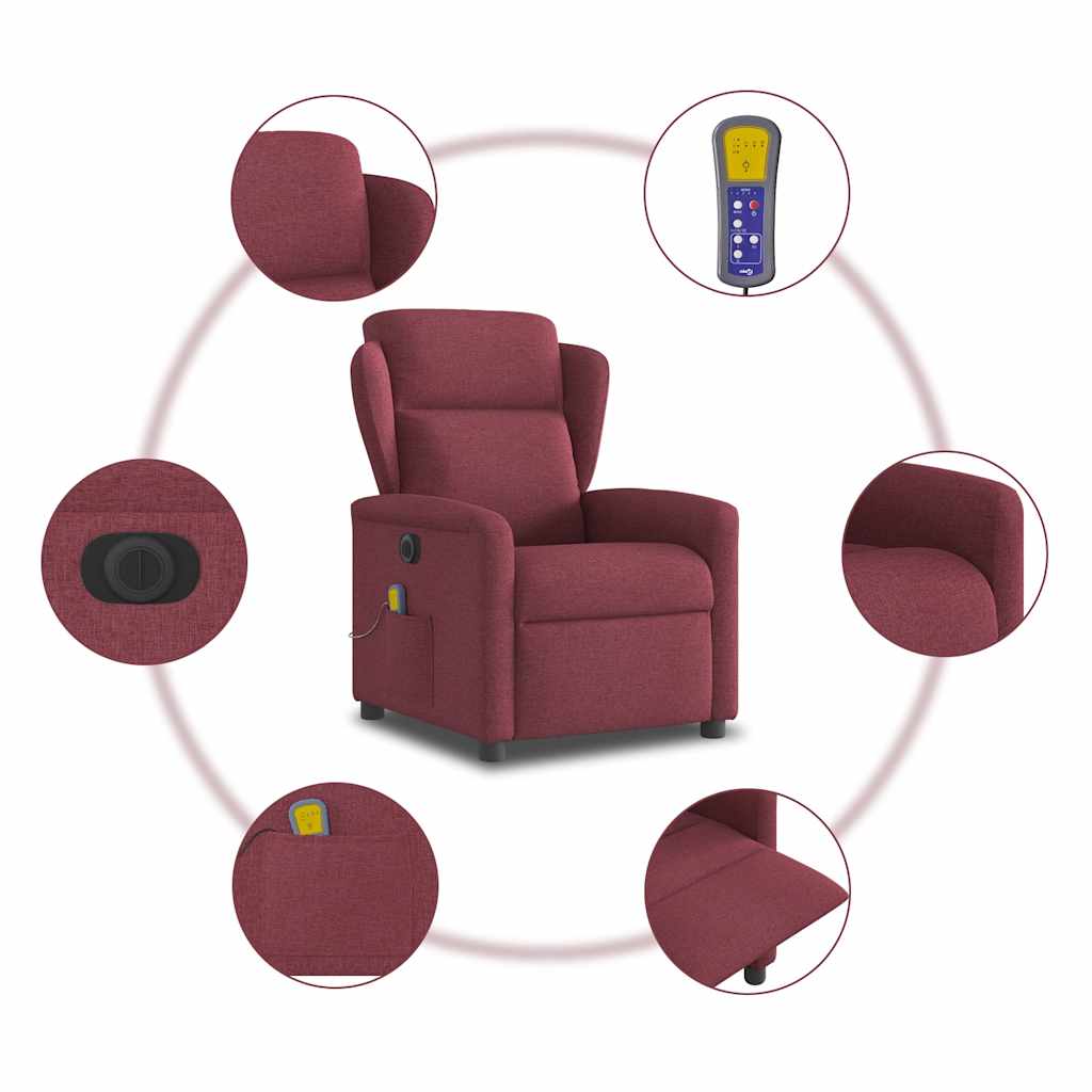 Fauteuil de massage inclinable électrique Rouge bordeaux Tissu - XIOS
