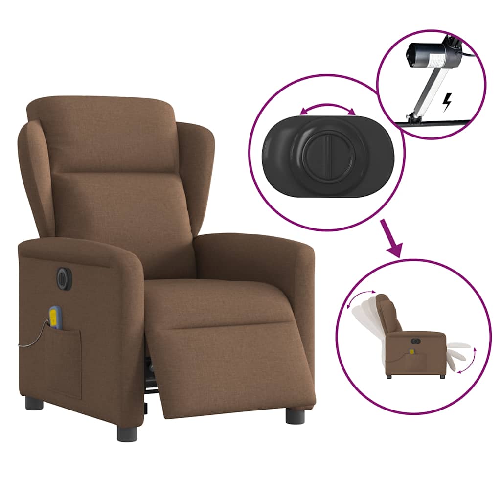 Fauteuil inclinable de massage électrique marron tissu - XIOS