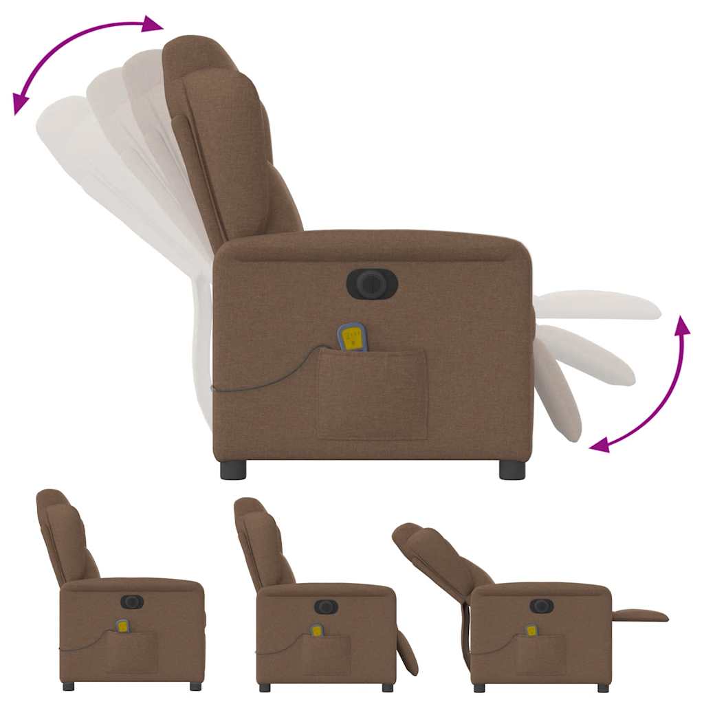 Fauteuil inclinable de massage électrique marron tissu - XIOS