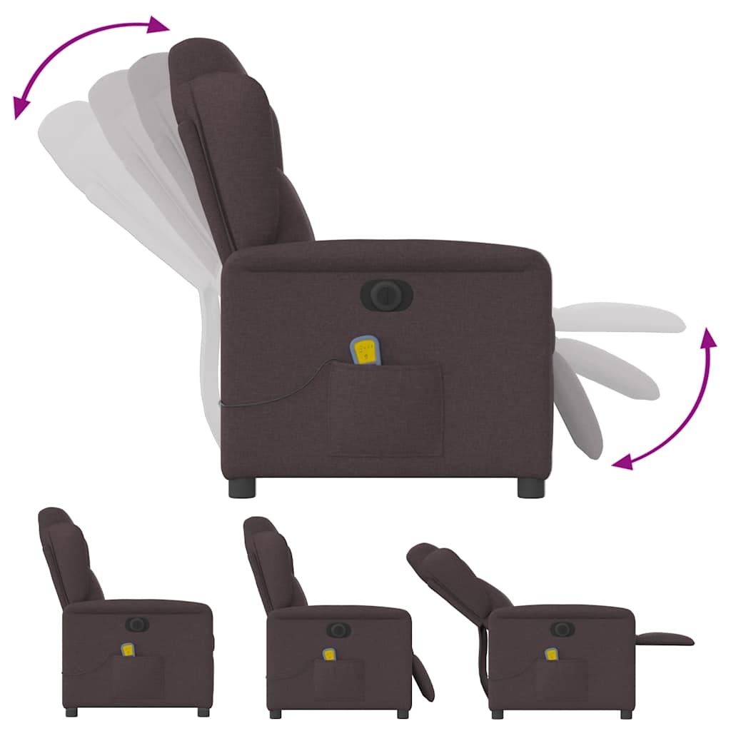 Fauteuil de massage inclinable électrique Marron foncé Tissu - XIOS