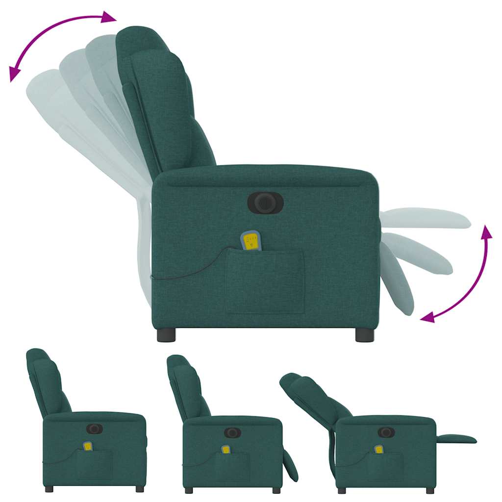 Fauteuil de massage inclinable électrique Vert foncé Tissu - XIOS