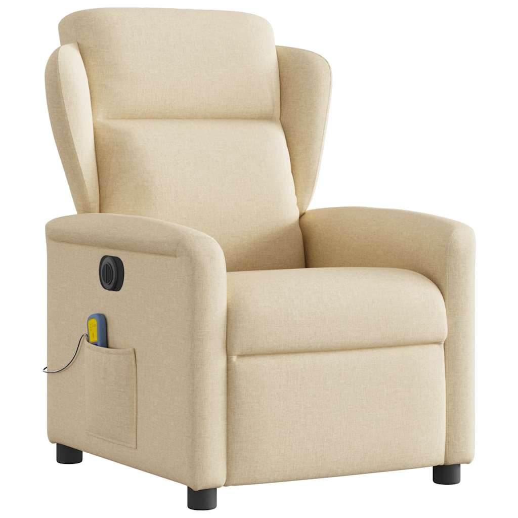 Fauteuil inclinable de massage électrique crème tissu - XIOS