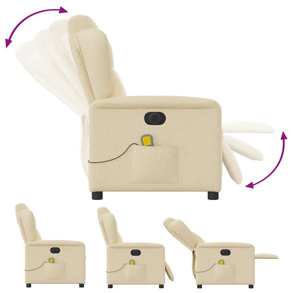 Fauteuil inclinable de massage électrique crème tissu - XIOS