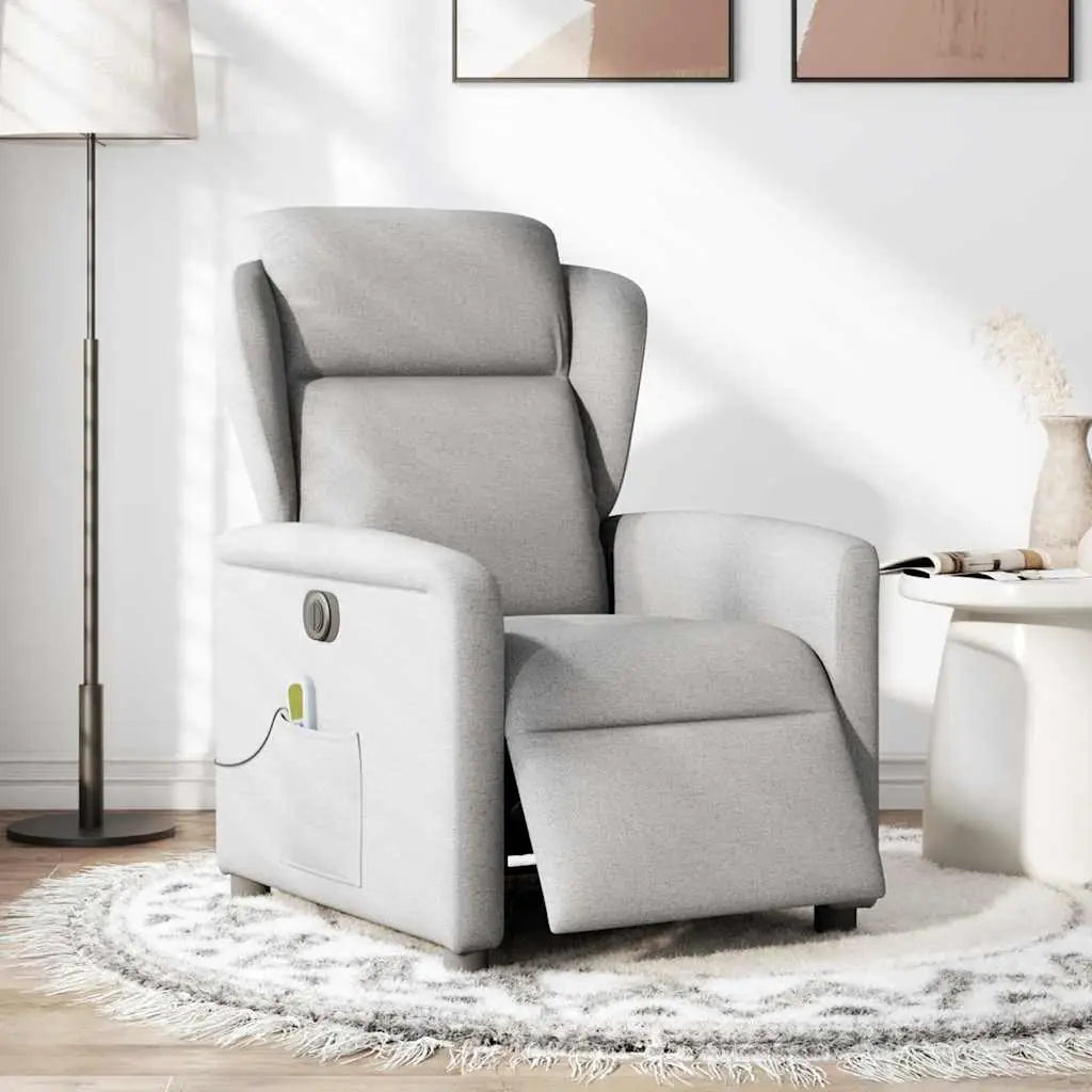 Fauteuil de massage inclinable électrique gris nuage tissu - XIOS