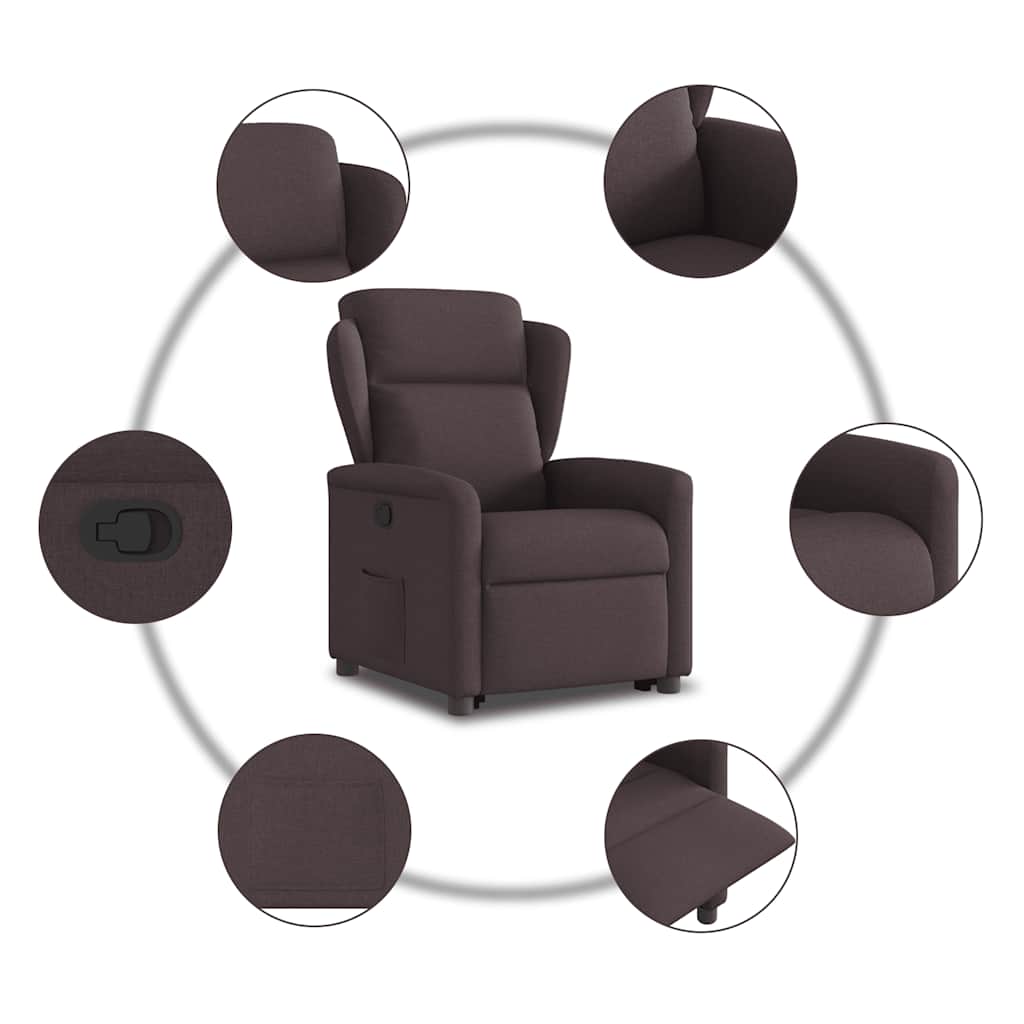 Fauteuil inclinable marron foncé tissu - XIOS