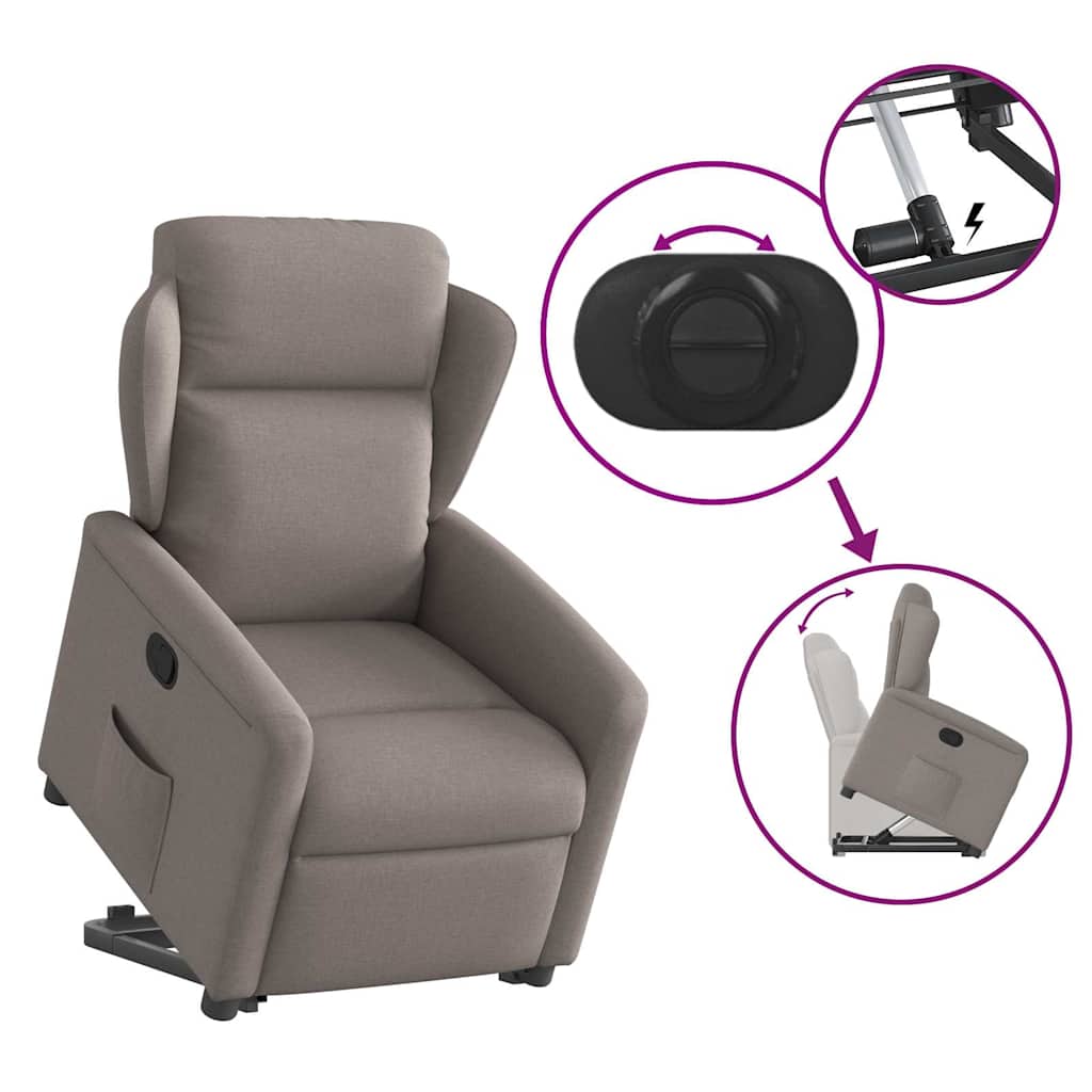 Fauteuil inclinable taupe tissu - XIOS