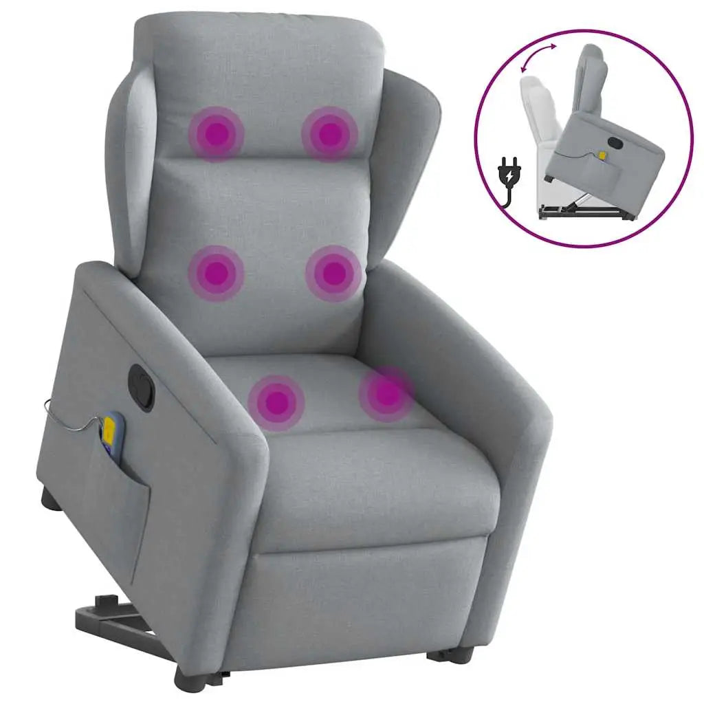 Fauteuil de massage inclinable Gris clair Tissu - XIOS