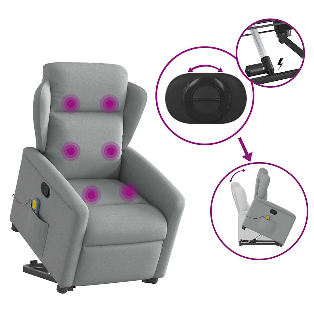 Fauteuil de massage inclinable Gris clair Tissu - XIOS