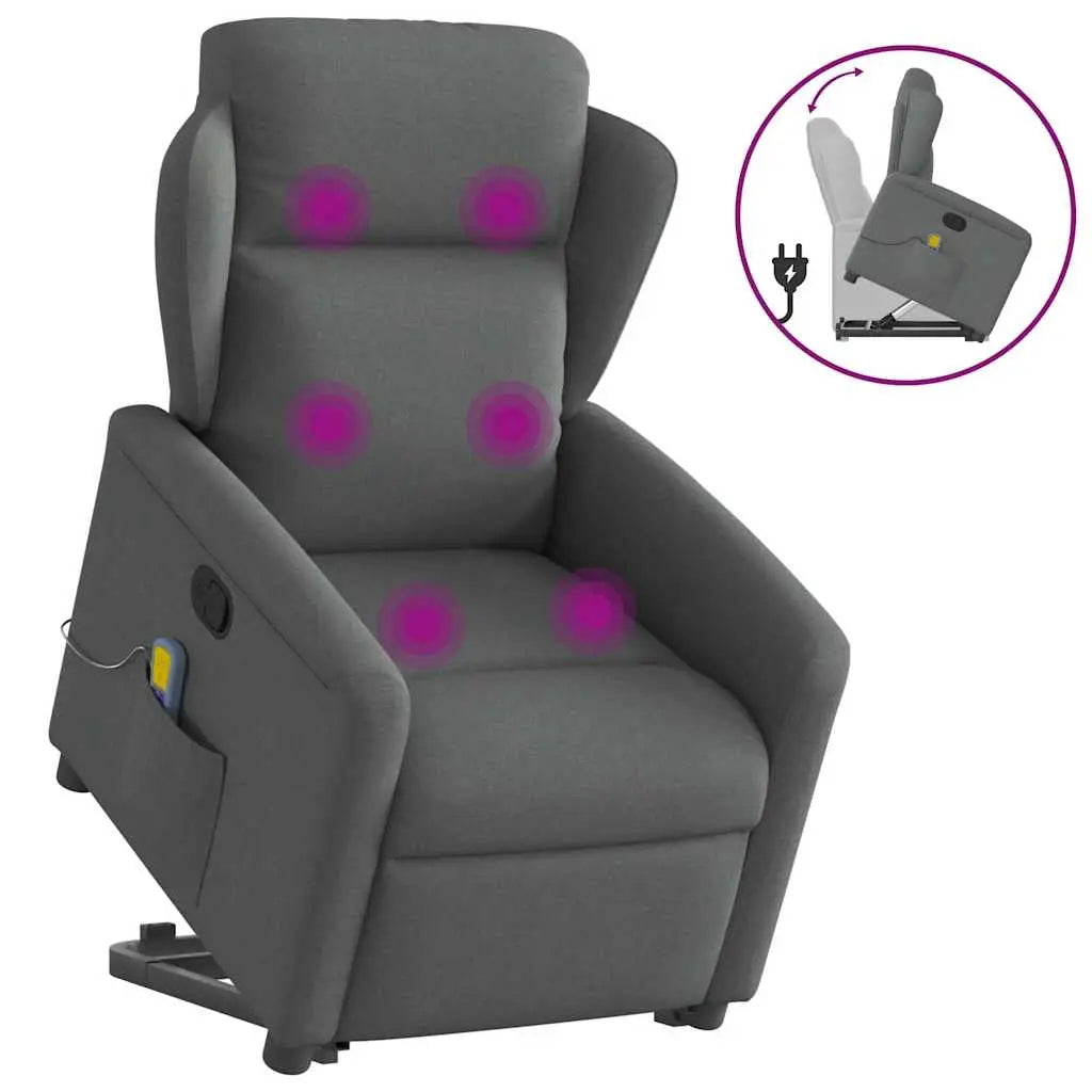 Fauteuil de massage inclinable Gris foncé Tissu - XIOS