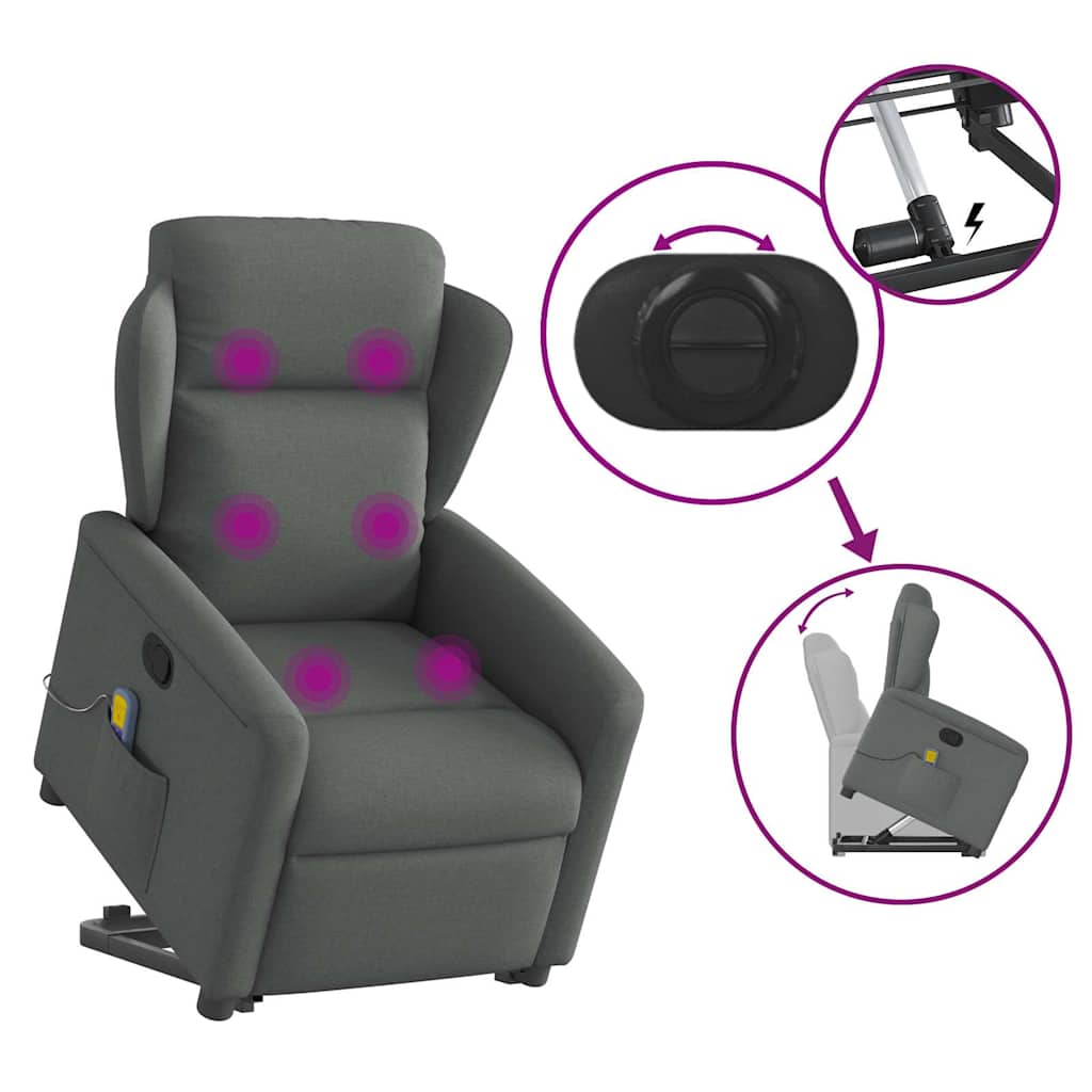 Fauteuil de massage inclinable Gris foncé Tissu - XIOS