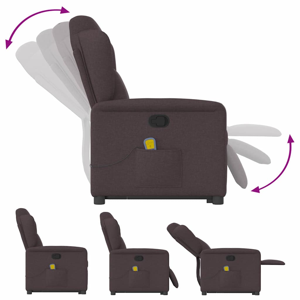 Fauteuil inclinable de massage Marron foncé Tissu - XIOS