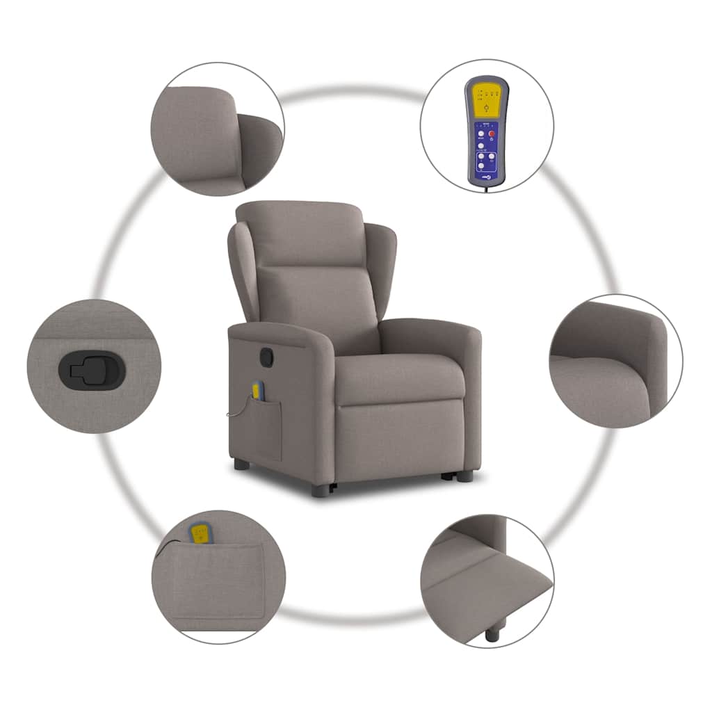 Fauteuil inclinable de massage Taupe Tissu - XIOS